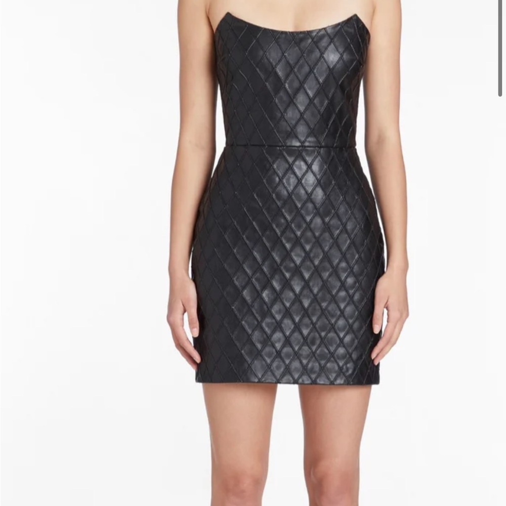 Elegant Black Faux Leather Amanda Uprichard Dress - Picture 1 of 4